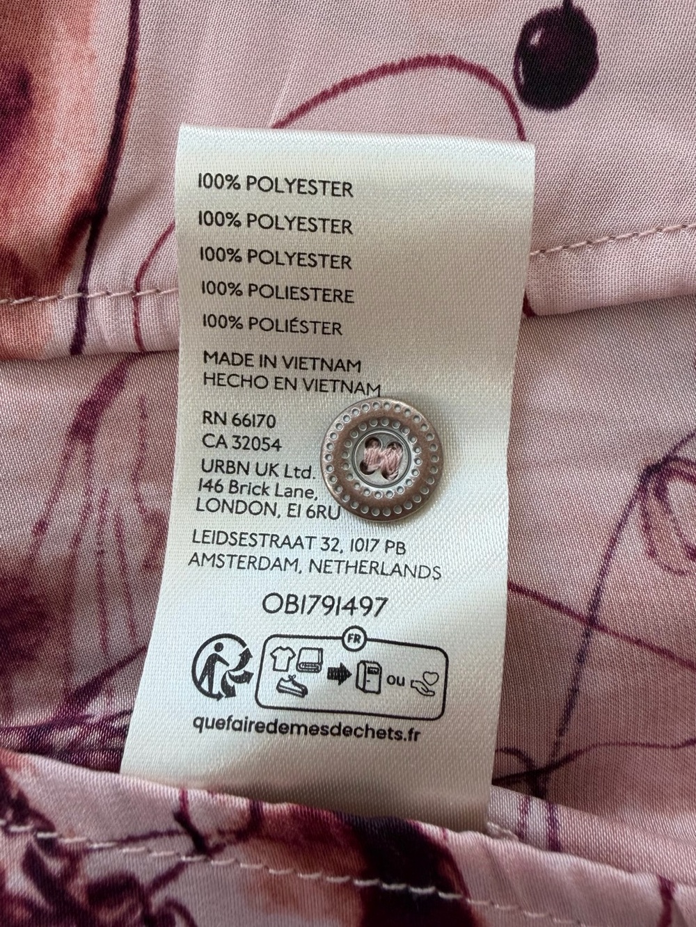 Anthropologie Pink Mauve Watercolor Floral Pleated Sleeve Henley Blouse L Petite - Picture 15 of 16